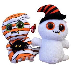 New Ty Halloween Beanies Beanie Boo's 6" Nightcap The Ghost & Mumford The Mummy